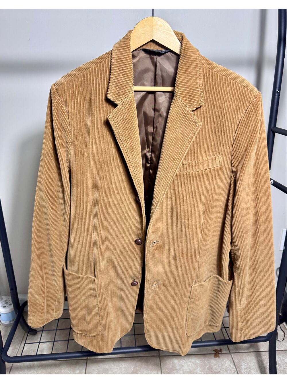 Abercrombie & Fitch Tan Corduroy Sport Coat Blazer Jacket Large L Brown 3 Y2K